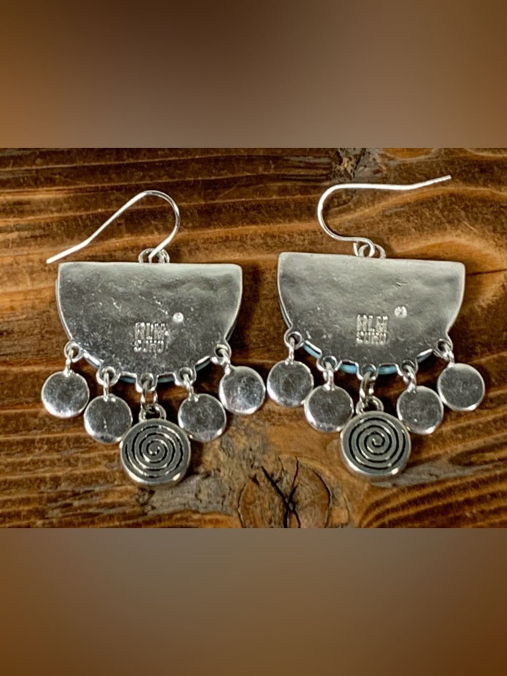 RLM SOHO Robert Lee Morris Designer Turquoise Modernist Silver Tone Earrings - Picture 7 of 7